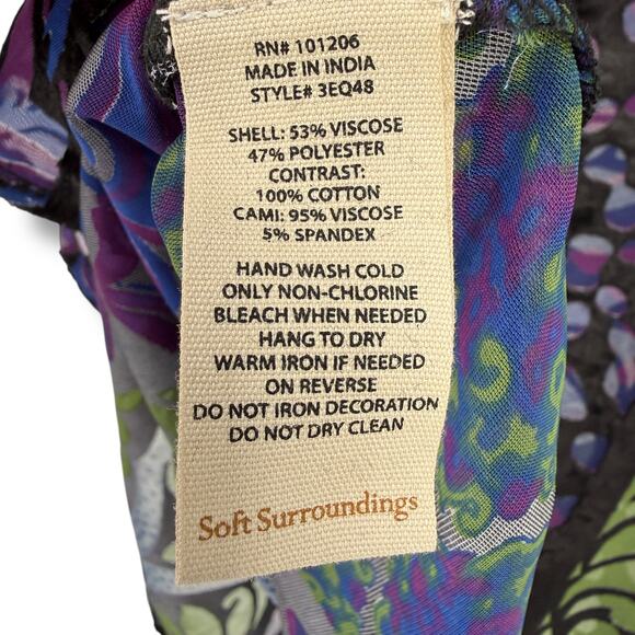 Soft Surroundings Vistosa Beaded Velvet Burnout Tunic Top Embroidered Sz PXS - Picture 9 of 9